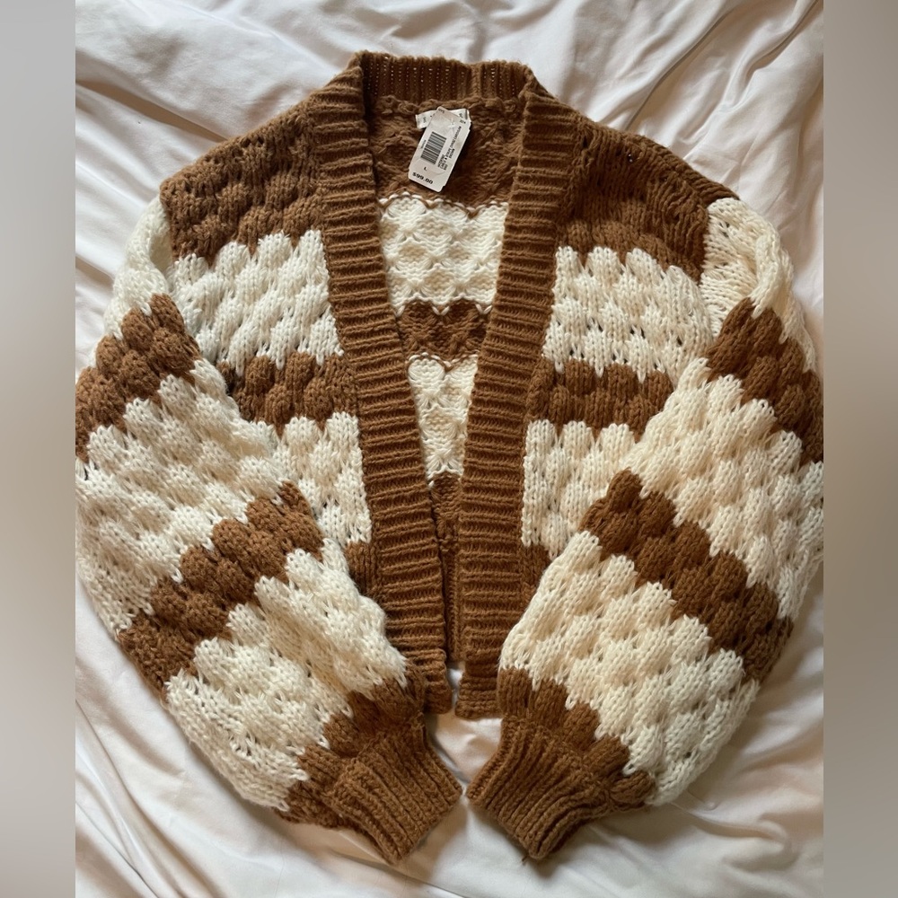 SOLD HYFVE Brown and Cream Knit Cardigan